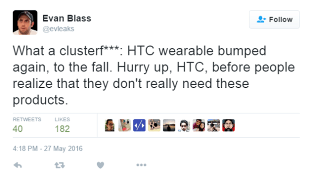 HTC智能手表将再次跳票：或今年秋季发布 