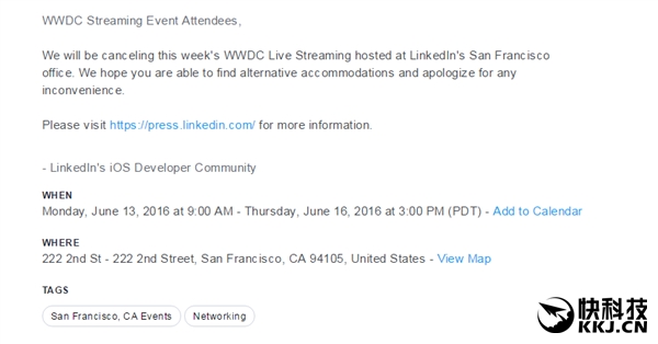 LinkedIn被微软收购 扭头取消苹果WWDC大会直播