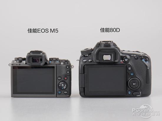 佳能EOS M5、佳能80D机背