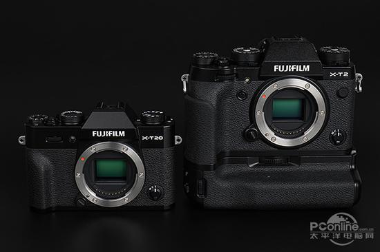 ▲富士X-T20和安装手柄富士X-T2完全体对比