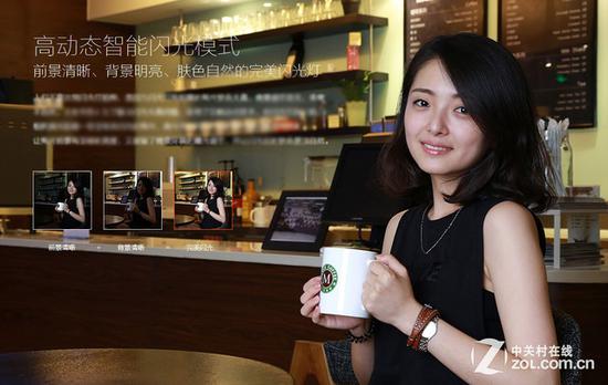 某手机的宣传图解释智能闪光模式