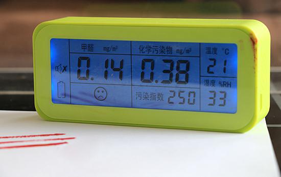 实验开始前甲醛读数为0.14㎎/m3
