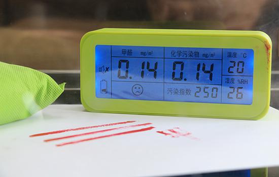 实验开始前甲醛读数为0.14㎎/m3