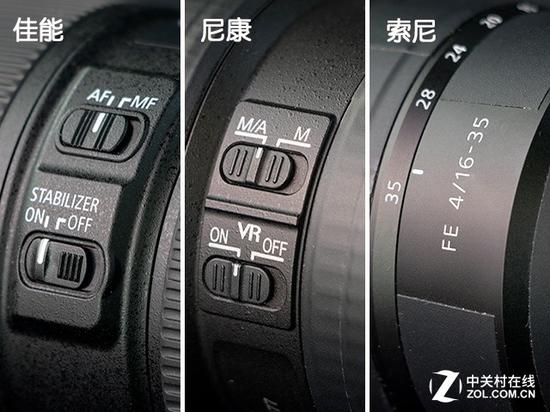 索尼16-35mm F4的镜身非常简洁,虽然好看但操控起来比较麻烦