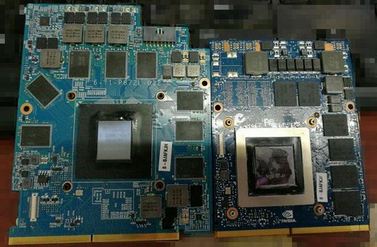 MXM接口GTX 1080异形卡和标准版型的GTX 970m（图片来自）