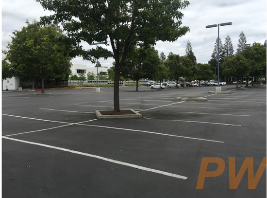乐视硅谷园区空空荡荡的停车场