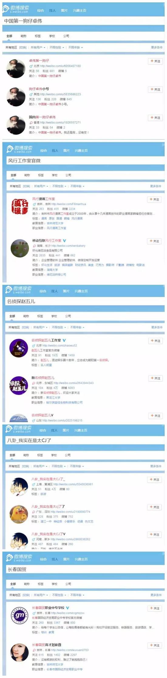 中国第一狗仔卓伟，风行工作室官微，长春国贸等号在微博上已经搜索不到。