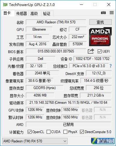 RX 570 GPU 规格参数
