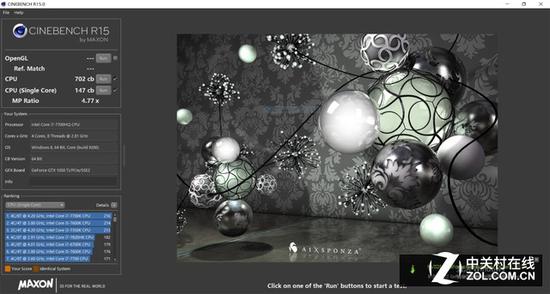 Cinebench R15 多核702CB