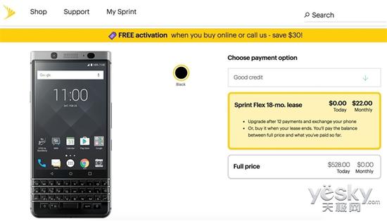 全键盘手机黑莓KEYone登陆Sprint开售3576元