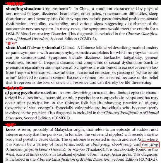 韩国人有“火病”,中国人也有专属精神疾病! 图自精神疾病诊断与统计手册(DSM)第四版(1994年版)P843-849