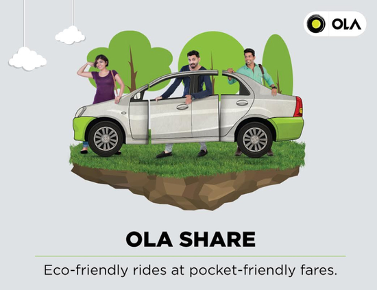 Uber Pool 和Ola Share的概念广告