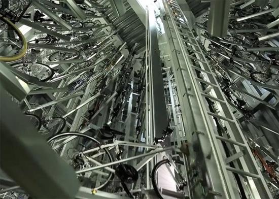 所有的自行车被安全地存储,夹紧和固定