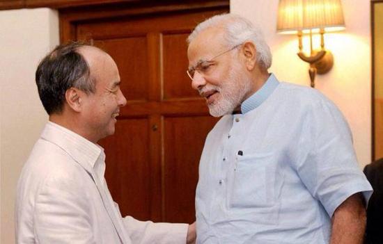 图注：孙正义与莫迪的会面。