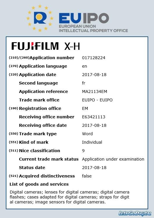 富士注册了全新的X-H系列相机商标