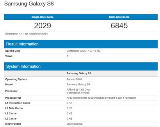 三星S8将搭载安卓8.0 跑分成绩被曝光|三星|An