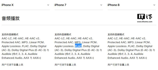 ▲iPhone X/8/7新增FLAC音频格式支持