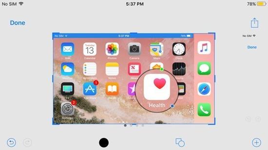 iOS 11截图放大镜界面（图片引自互联网）