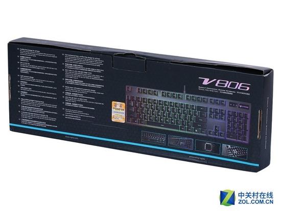 欧姆龙G轴加持雷柏V806RGB机械键盘评测 雷柏V806机械键盘包装背面