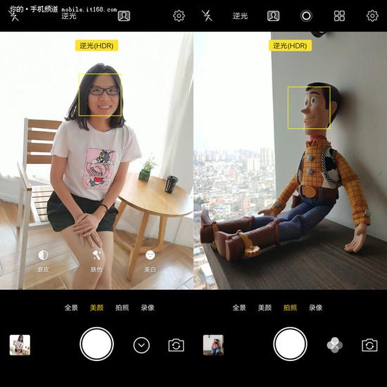 ▲vivo X20Plus会自动锁定人脸作为调节曝光的基准，不断实时变化曝光指数