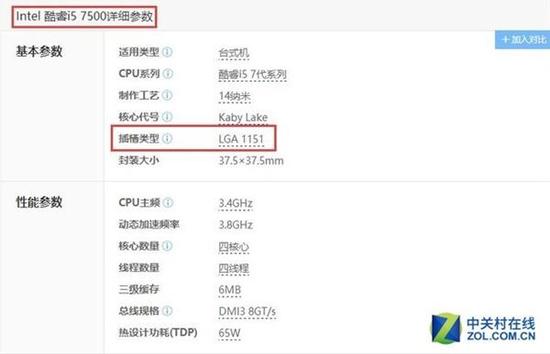 Intel酷睿i5-7500参数