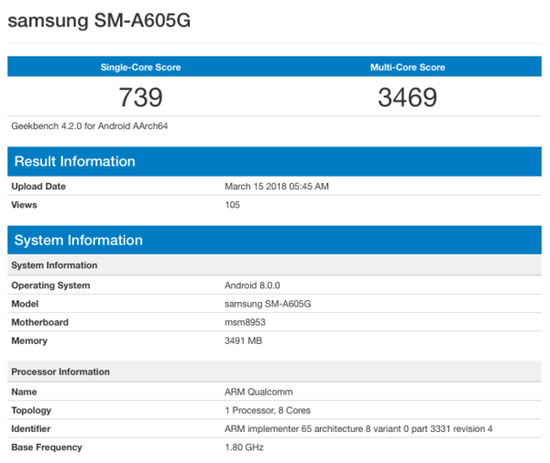 三星A6/A6+跑分曝光 处理器有点不一样