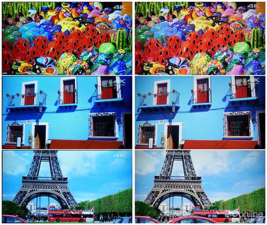 左为荣耀智慧屏,右为某合资品牌电视