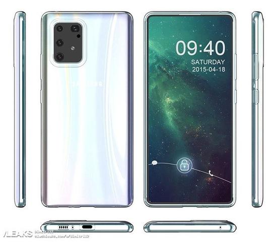 三星Galaxy S10 Lite手机渲染图(图片引自LEAKS)