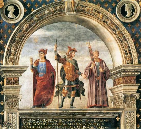  [图7b]多米尼克·吉兰达约，佛罗伦萨旧宫百合花大厅东墙壁画（局部），作于1482-1484年，底边宽度为4.06米。（图片来自维基百科）