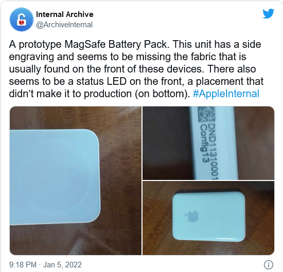 苹果MagSafe移动电源原型早期设计原型泄露