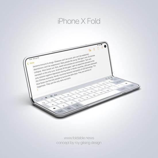 可折叠的iPhone x Fold苹果手机(图源:Foldable.news)