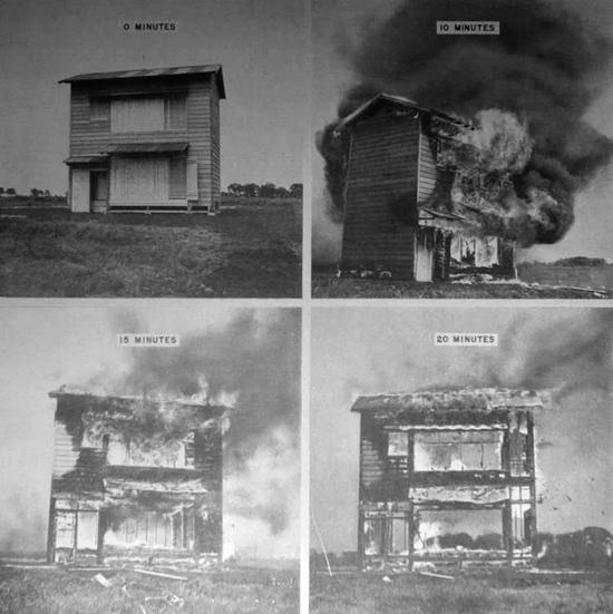 美军记录的德日小镇燃烧数据 图片来源：national defense research committee