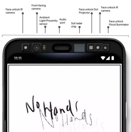 图｜传感器和相机可在Pixel 4中实现Motion Sense和面部解锁（来源：谷歌官网）