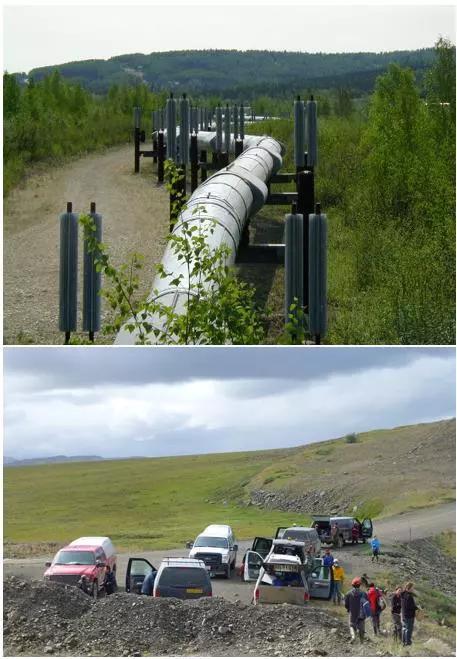 图12 阿拉斯加输油管道的锯齿形设计和公路的无沥青路面