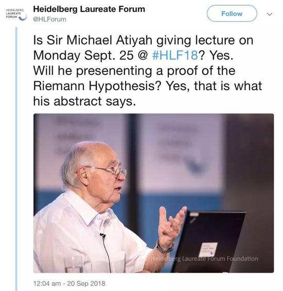○ 海德堡获奖者论坛的官方Twitter证实了这一消息。可能是他们的小编过于激动,把24日打成了25日。