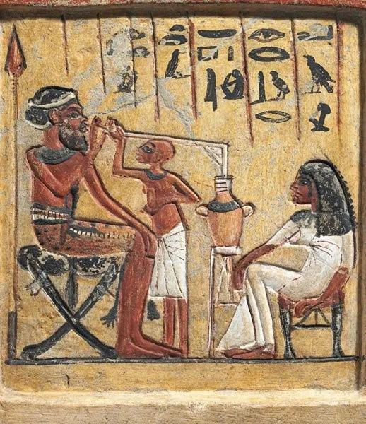 公元前1350的古埃及人用吸管享用啤酒的壁画 | Staatliche Museen zu Berlin