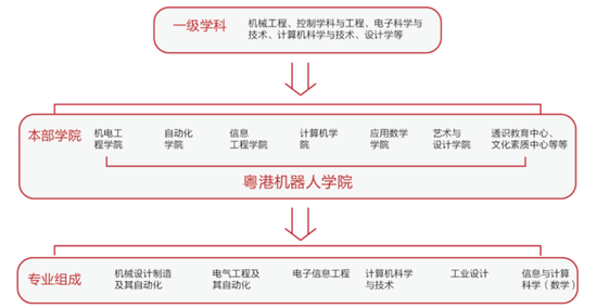 图 15 广东工业大学粤港机器人学院组织架构和学缘结构示意图