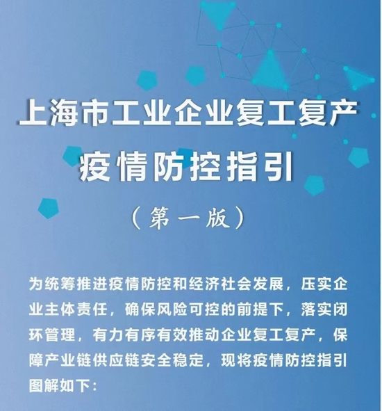 《上海市工业企业复工复产疫情防控指引（第一版）》，图源上海经信委官方微信公众号