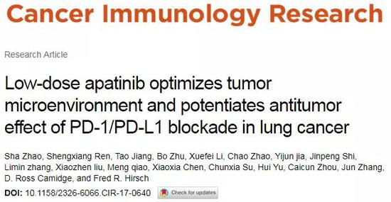 图片来源:Cancer Immunology Research官网截图
