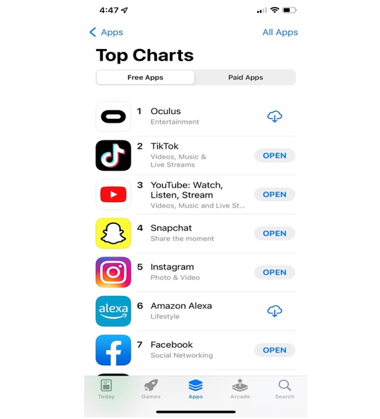 圣诞节当天美国App Store免费下载榜单
