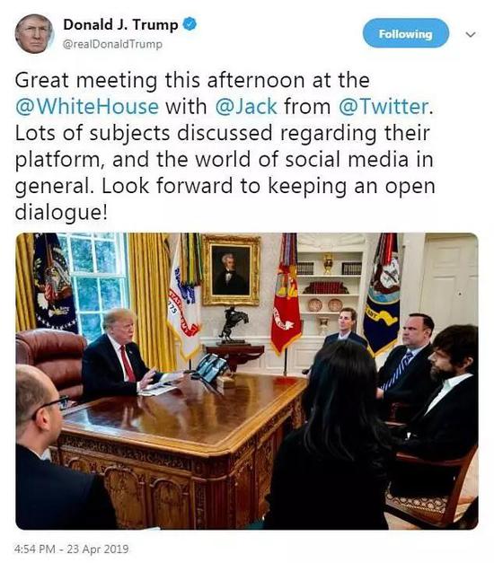 特朗普在白宫会见Twitter高层
