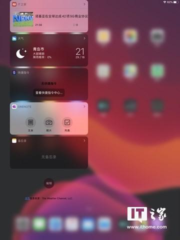竖屏状态下呼出今日视图▲