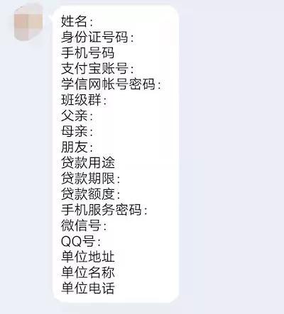 办理裸贷需要的信息