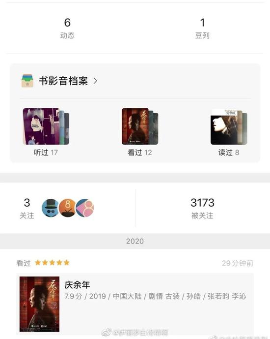 图片来源：新浪微博@伊丽莎白骨精啊