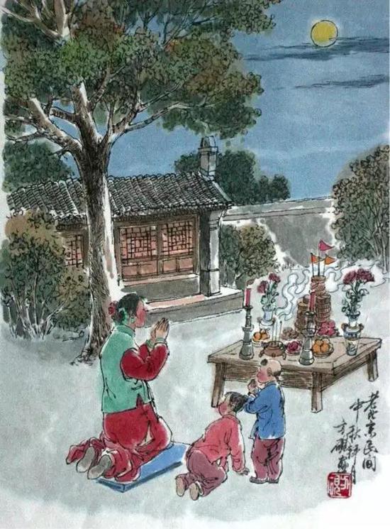 图4。 如今很多地方仍然有中秋祭月拜月的传统,《北京晚报》2014.9.8