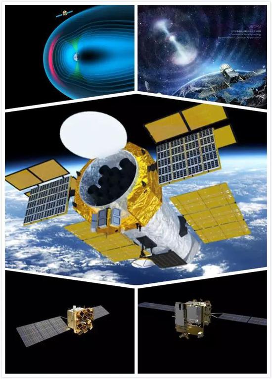 中科院空间科学先导专项第二批的主要卫星（图片来源：空间科学中心）