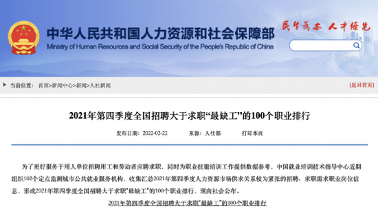 图片来源:中华人民共和国人力资源和社会保障部官网
