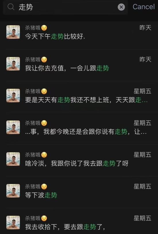 B经常在聊天中提到走势

　　受访者供图