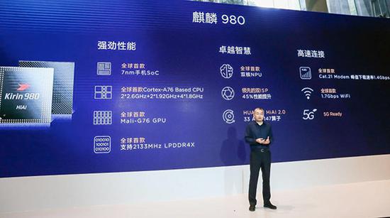 华为手机芯片麒麟980发布：投入3亿美元 用7纳米工艺