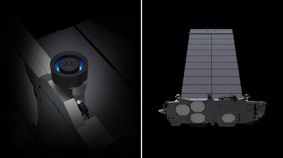 ▲星链卫星的高效离子推进器和太阳能电池阵列
